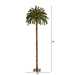 6ft Nearly Natural Pre-Lit LED Palm Artificial Christmas Tree Warm White Lights