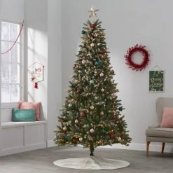 7.5' Pre-Lit Flocked Full Balsam Fir Artificial Christmas Tree Clear Lights with AutoConnect - Wondershop™