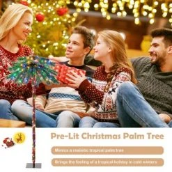 Costway 6FT Pre-Lit Artificial Tropical Christmas Palm Tree w/ 210 Multi-Color Lights -Christmas Trees Sales Store unnamed file 1672