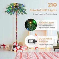 Costway 6FT Pre-Lit Artificial Tropical Christmas Palm Tree w/ 210 Multi-Color Lights -Christmas Trees Sales Store unnamed file 1673