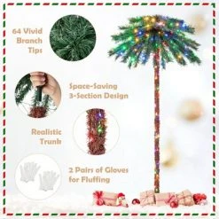 Costway 6FT Pre-Lit Artificial Tropical Christmas Palm Tree w/ 210 Multi-Color Lights -Christmas Trees Sales Store unnamed file 1675