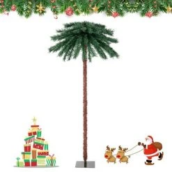 Costway 6FT Pre-Lit Artificial Tropical Christmas Palm Tree w/ 210 Multi-Color Lights -Christmas Trees Sales Store unnamed file 1676