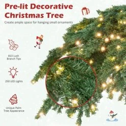 Tangkula 6 ft Led Lighted Christmas Palm Tree Pre-lit Artificial Palm Tree w/250 Led Lights & Metal Base Tropical Style Hinged Christmas Tree -Christmas Trees Sales Store unnamed file 1708