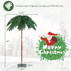 Tangkula 6 ft Led Lighted Christmas Palm Tree Pre-lit Artificial Palm Tree w/250 Led Lights & Metal Base Tropical Style Hinged Christmas Tree -Christmas Trees Sales Store unnamed file 1712