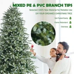 Costway 8ft Hinged Artificial Christmas Spruce Tree w/ 1658 Mixed PE & PVC Tips -Christmas Trees Sales Store unnamed file 1757