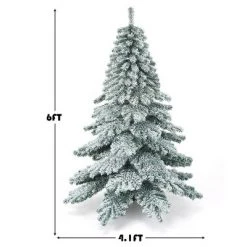 Costway 6Ft Snow Flocked Artificial Christmas Tree PVC Hinged Alaskan Pine Tree Holiday