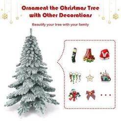 Costway 6Ft Snow Flocked Artificial Christmas Tree PVC Hinged Alaskan Pine Tree Holiday -Christmas Trees Sales Store unnamed file 1765
