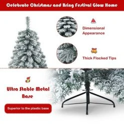 Costway 6Ft Snow Flocked Artificial Christmas Tree PVC Hinged Alaskan Pine Tree Holiday -Christmas Trees Sales Store unnamed file 1769