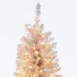6.5ft Pre-Lit Rose Gold Tinsel Artificial Christmas Tree - Wondershop™