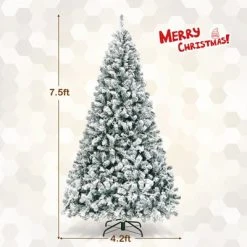 Costway Pre-lit 7.5ft Christmas Tree Flocked Xmas Snowy Tree 450 LED Lights -Christmas Trees Sales Store unnamed file 1795