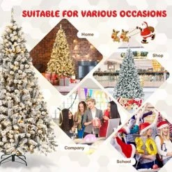Costway Pre-lit 7.5ft Christmas Tree Flocked Xmas Snowy Tree 450 LED Lights -Christmas Trees Sales Store unnamed file 1796