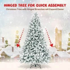 Costway Pre-lit 7.5ft Christmas Tree Flocked Xmas Snowy Tree 450 LED Lights -Christmas Trees Sales Store unnamed file 1797