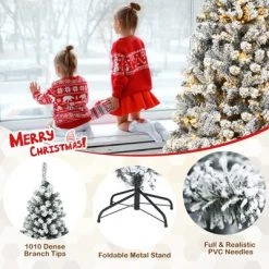 Costway Pre-lit 7.5ft Christmas Tree Flocked Xmas Snowy Tree 450 LED Lights -Christmas Trees Sales Store unnamed file 1799