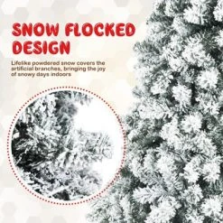 Costway Pre-lit 7.5ft Christmas Tree Flocked Xmas Snowy Tree 450 LED Lights -Christmas Trees Sales Store unnamed file 1800
