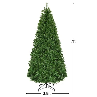 Costway 7Ft Pre-Lit Artificial Christmas Tree Hinged 500 LED Lights 2 Costway 7Ft Pre-Lit Artificial Christmas Tree Hinged 500 LED Lights - Image 2
