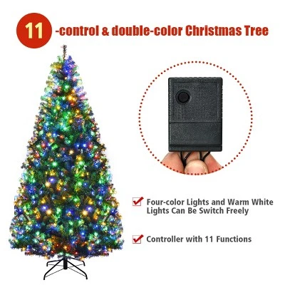 Costway 7Ft Pre-Lit Artificial Christmas Tree Hinged 500 LED Lights 7 Costway 7Ft Pre-Lit Artificial Christmas Tree Hinged 500 LED Lights - Image 7