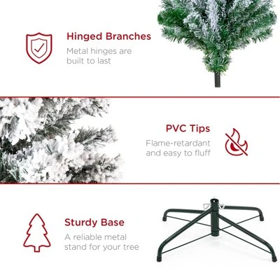 Best Choice Products Pre-Lit Holiday Christmas Pine Tree w/ Snow Flocked Branches, Warm White Lights 4 Best Choice Products Pre-Lit Holiday Christmas Pine Tree w/ Snow Flocked Branches, Warm White Lights - Image 4
