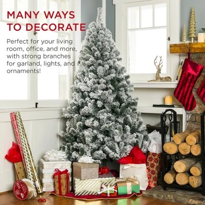 Best Choice Products Pre-Lit Holiday Christmas Pine Tree w/ Snow Flocked Branches, Warm White Lights 5 Best Choice Products Pre-Lit Holiday Christmas Pine Tree w/ Snow Flocked Branches, Warm White Lights - Image 5