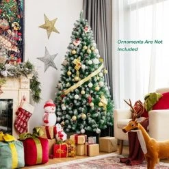 Costway 6ft/7.5ft/9 ft Snow Flocked Hinged Christmas Tree