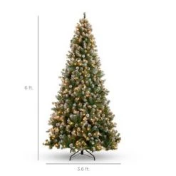 Best Choice Products Pre-Lit Pre-Decorated Holiday Christmas Tree w/ Flocked Tips, Metal Base -Christmas Trees Sales Store unnamed file 1845