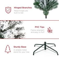 Best Choice Products Snow Flocked Christmas Tree, Premium Holiday Pine Branches, Foldable Metal Base -Christmas Trees Sales Store unnamed file 1852