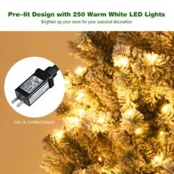 Costway 6ft/7.5ft/9ft Pre-Lit Premium Snow Flocked Hinged Artificial Christmas Tree with 250 Lights/450 Light/550 Lights -Christmas Trees Sales Store unnamed file 1875