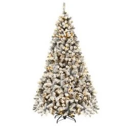 Costway 6ft/7.5ft/9ft Pre-Lit Premium Snow Flocked Hinged Artificial Christmas Tree with 250 Lights/450 Light/550 Lights -Christmas Trees Sales Store unnamed file 1878