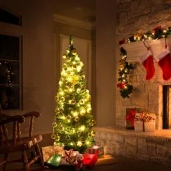 Costway 5'/6'/7'/9' PVC Artificial Pencil Christmas Tree Slim Green -Christmas Trees Sales Store unnamed file 1900