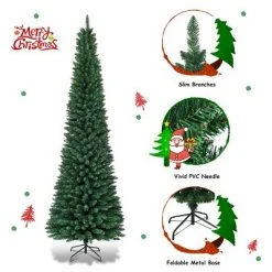 Costway 5'/6'/7'/9' PVC Artificial Pencil Christmas Tree Slim Green -Christmas Trees Sales Store unnamed file 1904