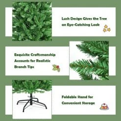 Costway 7Ft Pre-lit Artificial Pencil Christmas Tree Hinged Fir PVC Tree /350 LED Lights -Christmas Trees Sales Store unnamed file 1932