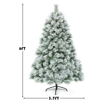 Costway 6ft or 7ft Premium Hinged Artificial Christmas Tree Snowy Pine Needles 2 Costway 6ft or 7ft Premium Hinged Artificial Christmas Tree Snowy Pine Needles - Image 2