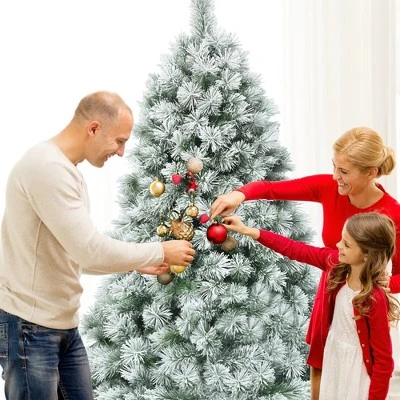 Costway 6ft or 7ft Premium Hinged Artificial Christmas Tree Snowy Pine Needles 4 Costway 6ft or 7ft Premium Hinged Artificial Christmas Tree Snowy Pine Needles - Image 4