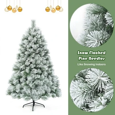 Costway 6ft or 7ft Premium Hinged Artificial Christmas Tree Snowy Pine Needles 6 Costway 6ft or 7ft Premium Hinged Artificial Christmas Tree Snowy Pine Needles - Image 6