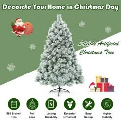 Costway 6ft or 7ft Premium Hinged Artificial Christmas Tree Snowy Pine Needles 17 Costway 6ft or 7ft Premium Hinged Artificial Christmas Tree Snowy Pine Needles -Christmas Trees Sales Store unnamed file 1957