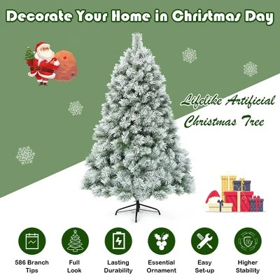 Costway 6ft or 7ft Premium Hinged Artificial Christmas Tree Snowy Pine Needles 7 Costway 6ft or 7ft Premium Hinged Artificial Christmas Tree Snowy Pine Needles - Image 7