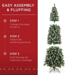 Best Choice Products Pre-Decorated Partially Flocked Holiday Christmas Pencil Tree w/ Base -Christmas Trees Sales Store unnamed file 2009