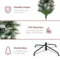 Best Choice Products Pre-Decorated Partially Flocked Holiday Christmas Pencil Tree w/ Base -Christmas Trees Sales Store unnamed file 2011