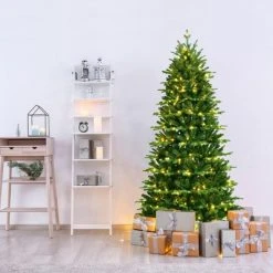 Costway 7FT Pre-Lit Hinged Christmas Tree 2458 PE & PVC Tips w/ 450 Lights & Foot Switch 12 Costway 7FT Pre-Lit Hinged Christmas Tree 2458 PE & PVC Tips w/ 450 Lights & Foot Switch -Christmas Trees Sales Store unnamed file 2018