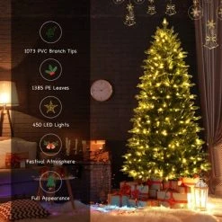 Costway 7FT Pre-Lit Hinged Christmas Tree 2458 PE & PVC Tips w/ 450 Lights & Foot Switch 14 Costway 7FT Pre-Lit Hinged Christmas Tree 2458 PE & PVC Tips w/ 450 Lights & Foot Switch -Christmas Trees Sales Store unnamed file 2020