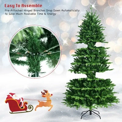Costway 7FT Pre-Lit Hinged Christmas Tree 2458 PE & PVC Tips w/ 450 Lights & Foot Switch 8 Costway 7FT Pre-Lit Hinged Christmas Tree 2458 PE & PVC Tips w/ 450 Lights & Foot Switch - Image 8