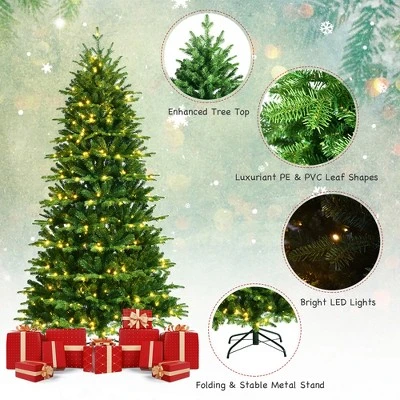 Costway 7FT Pre-Lit Hinged Christmas Tree 2458 PE & PVC Tips w/ 450 Lights & Foot Switch 9 Costway 7FT Pre-Lit Hinged Christmas Tree 2458 PE & PVC Tips w/ 450 Lights & Foot Switch - Image 9