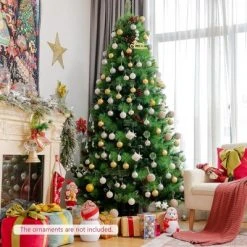 Costway 6ft7ft8ft Pre-lit Hinged Artificial Christmas Tree w/Pine Cones & Red Berries -Christmas Trees Sales Store unnamed file 2027