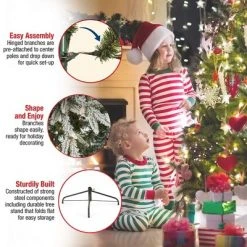 National Tree Company Snowy Montgomery 7-Foot Clear Prelit Slender Corner Christmas Tree with 300 White Lights & Metal Base, Hinged for Easy Assembly