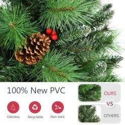 Costway 6ft7ft8ft Pre-lit Hinged Artificial Christmas Tree w/Pine Cones & Red Berries -Christmas Trees Sales Store unnamed file 2030