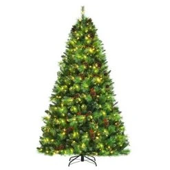 Costway 6ft7ft8ft Pre-lit Hinged Artificial Christmas Tree w/Pine Cones & Red Berries -Christmas Trees Sales Store unnamed file 2033