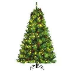 Costway 6ft7ft8ft Pre-lit Hinged Artificial Christmas Tree w/Pine Cones & Red Berries -Christmas Trees Sales Store unnamed file 2034