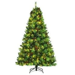 Costway 6ft7ft8ft Pre-lit Hinged Artificial Christmas Tree w/Pine Cones & Red Berries -Christmas Trees Sales Store unnamed file 2035