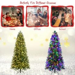 Costway 8ft Pre-lit Hinged Christmas Tree w/ 600 LED Lights & 9 Dynamic Effects -Christmas Trees Sales Store unnamed file 2041