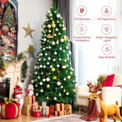 Costway 8ft Pre-lit Hinged Christmas Tree w/ 600 LED Lights & 9 Dynamic Effects -Christmas Trees Sales Store unnamed file 2042