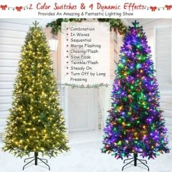 Costway 8ft Pre-lit Hinged Christmas Tree w/ 600 LED Lights & 9 Dynamic Effects -Christmas Trees Sales Store unnamed file 2043